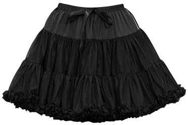 Wikoan Sottogonne da Donna Gonna tutù da Gonna da Ballo in Pizzo di Raso Sottoveste in Rete a Nuvola Gonna da Ballo Speciale per Cosplay di Halloween,Nero,S/M