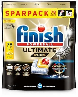 Finish Ultimate Plus Citrus diskmaskinstabletter – diskmaskinstabletter för intensiv rengöring, fettlösningskraft och glans – ekonomipack med 78 flikar