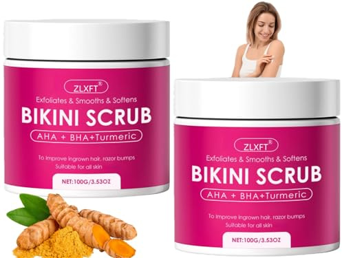 Tuggpeeling, peeling för bikinilinjen med 10 % Aha+Bha och gurkmeja, 2 st peeling twill-peeling, mot inväxande hår och rakfinnar, för bikinizonen och armhålorna, 100 g