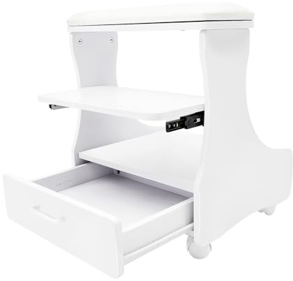Pinuox Silla de pedicura móvil, silla de pedicura con reposapiés, carrito de almacenamiento de 3 niveles, baño de pies, spa con ruedas para cuidado de pies y masajes (blanco)