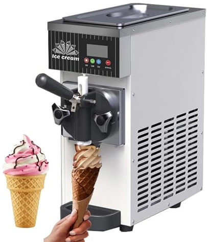 BeoyNot 450W Comercial Máquina Profesional De Helados, Maquina Helados Soft, Producir: 4-5 Kg/H, Dispensación Continua, Pantalla LED, para Bares Domésticos, Cafeterías, Restaurantes White