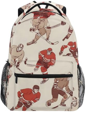 Sac à dos de sport vintage avec balle de hockey pour filles, garçons, enfants, étudiants, ordinateur portable, voyage