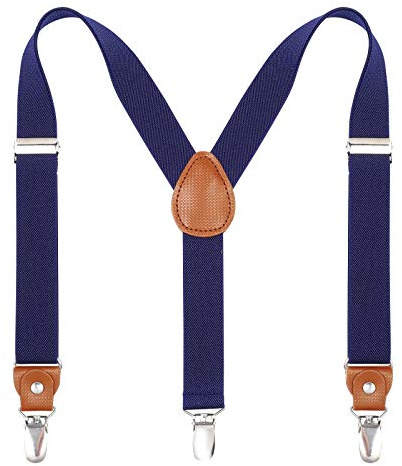 Kajeer Bretelles pour Enfants Hommes Femmes Elasticated - Réglable 3 Taille Les Clips Y Diverses Couleurs (80-85cm (8 ans - 5 pieds de hauteur), Bleu marin)