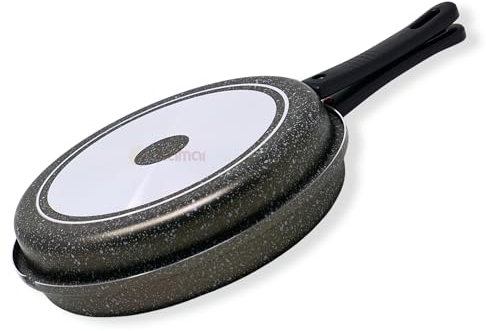 NAMAI - Padella Per Frittata 32 CM, Materiale Alluminio, Adatto In Lavastoviglie, Manico Removibile, Girafrittata Antiaderente, No Induzione, Made In Italy