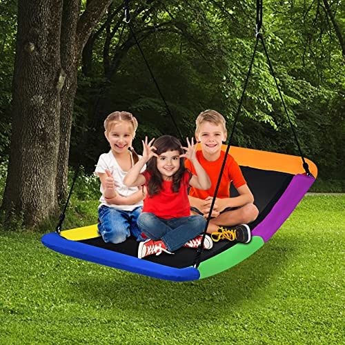 RELAX4LIFE Altalena Ovale da Giardino, Altalena a Nido con Corde Regolabili, Sedia Sospesa Multiuso per Bambini e Adulti, Carico 120/150/300 kg (150x80x180cm,150kg, Colorato)