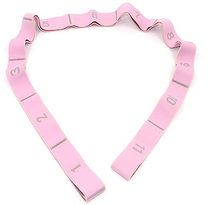 TingDongWei Yogagurt, Yoga Stretching Band, Yoga Stretch Gurt aus Baumwolle Trainingsband Elastic Fitness Band mit 11 Schleifen Leicht zu Tragender und Hochelastischer Widerstandsbänder (Rosa)