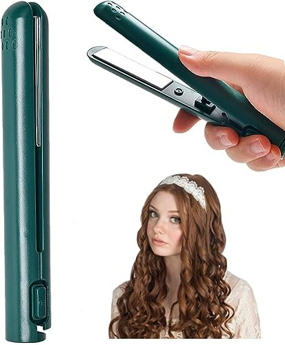 Mini Dual-Purpose Hair straighteners,2 in 1 Travel Hair Straightener and Curler,Nano Ceramic Tourmaline Coating Plate,Plug in for Use Small Hair Curler Iron for Home and Travel