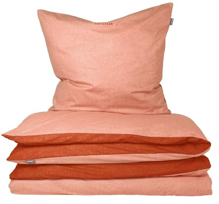 Schiesser Bettwäscheset Doubleface | Renforcé | 2-teilig | Zweifarbig | 100 % Baumwolle | Oeko-Tex® Made in Green Zertifiziert | YKK Reißverschluss | 155x220cm + 80x80cm | Terrakotta