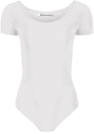 janisramone® Short Sleeve Gymnastics Leotards for Girls Kids Plain Bodysuit | Soft Microfiber Fabrics, Stretchy comfortable fit, Classic Round Neck, Short Sleeve Leotard, Kids Performance Bodysuit