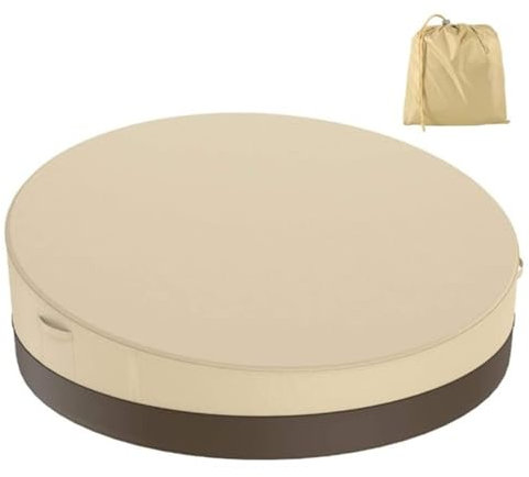 Eivdru Sonneninsel Abdeckung Wasserdicht mit Kordelzug Rund Schutzhülle für Sonneninsel Winterfest UV-Beständiges Abdeckplane Sonneninsel Reißfest für Gartenmöbel Sitzgarnituren