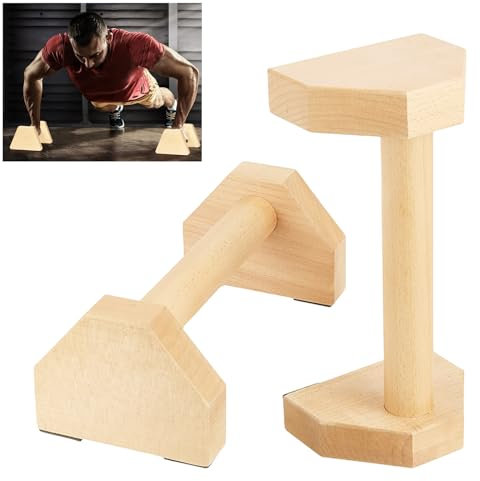 TOATELU 2 stück Holz Parallettes, Rutschfeste Push Up Bar, Yoga & Handstand Griffe für Indoor & Outdoor (1 Paar, 25cm)