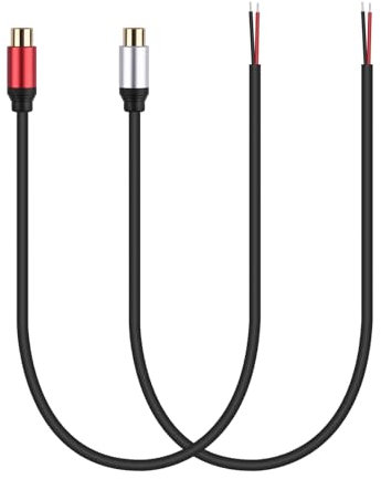 HIEbee (2 Pack 1ftSpeaker Wire RCA Buchse Jack Connector Adapter auf Bare Wire Open End Audio Video RCA Kabel für Verstärker Empfänger Lautsprecher