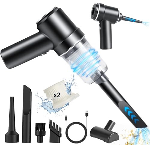 Euakee Handstaubsauger, 10000Pa Mini Auto Staubsauger Stark Tragbarer Wiederaufladbarer Handstaubsauger Akku Autostaubsauger mit 2 Filtern Kleiner Kabelloser Handstaubsauger für Auto, Haus, Küche