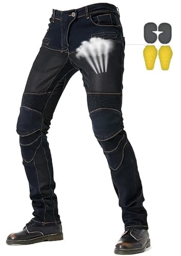 CBBI-WCCB Hombre Moto Jeans Transpirable Motocicleta Pantalones (FR/ES, Medida de la Cintura & Longitud de la Pernera, 32, 30, Negro)