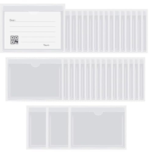 13,5 x 9,5 cm Etikettenhalter Selbstklebend, 36 Stück Visitenkartenhüllen Selbstklebend,Transprent Beschriftungsfenster Selbstklebend,Visitenkarten Klebetasche,Etikettenhalter für Einstecketiketten