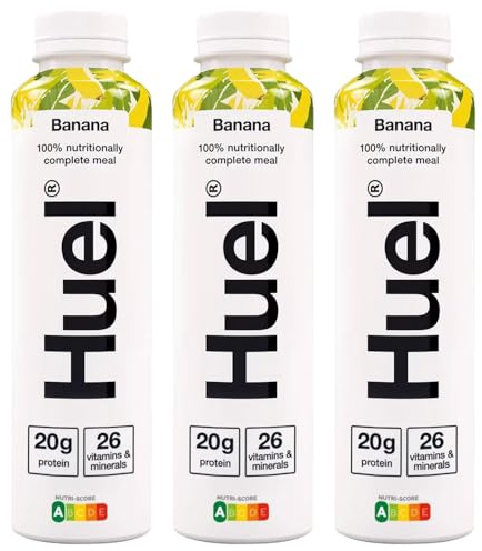 Hueldrink Ready To Drink Complete Meal Banana Flavour 500ml Pack of 3 Vegan Plant Based Meal Alternative Vitamin Minerals Protein Shake Dairy Free with Welari Thank You Card | (3pack) (1500ml)