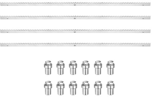 sourcing map Lot de 4 porte-engrenages en acier, 2 m au total, robuste, renforcé, avec matériel de montage, engrenages droits pour opérateurs de portes coulissantes, ouvre-portails coulissants