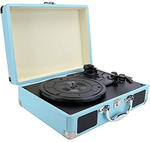 WDWDW Tourne-Disque, Tourne-Disque Portable Bluetooth avec Haut-parleurs stéréo intégrés, Tourne-Disque Vinyle à entraînement par Courroie à 3 Vitesses avec Haut-parleurs