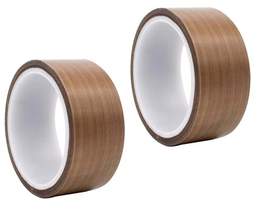 Bamyli 2 rotoli di nastro in teflon, autoadesivo, 15 mm x 10 m x 0,18 mm, resistente al calore, per sottovuoto, resistente al calore fino a 260 °C, nastro in teflon PTFE, resistente all'abrasione