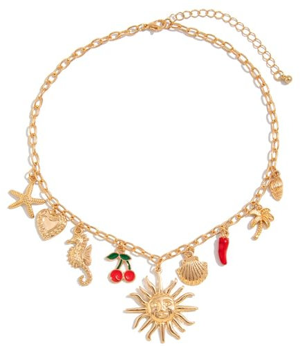 CNAFGBGG Collier à charme en or, exquis Collier de charme de des coquilles plage élégante pour femmes cadeaux la Saint-Valentin, fraise.