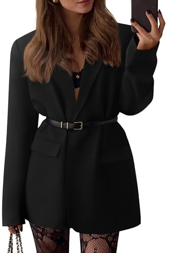 BTFBM Blazers for Women 2026 Spring Business Casual Clothes Open Front Oversized Winter Coats Work Office Suit Jackets(Black, Medium)