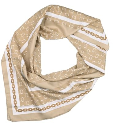 LUMBERJACK Sciarpa Donna Seta, Foulard Quadrato 90x90 cm, Fantasia Monogram Catena, Beige Sabbia