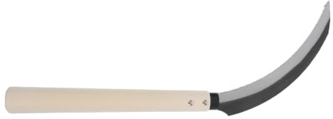 GATHINESS Herramienta de Jardinería Pequeña de Acero Dentado con Mango de Madera Ergonómico, Cuchilla en Forma de Media Luna para Deshierbe y Cosecha, Adecuado para Jardín y Césped Portátil