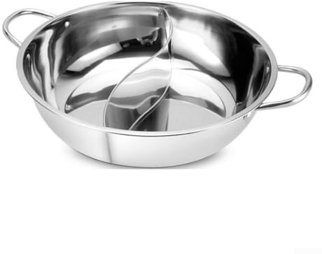 HomeVortex Olla caliente dividida doble de acero inoxidable de 28 cm, olla de pato mandarina para estufa de inducción y gas, utensilios de cocina divididos para sopa y olla caliente, cena familiar