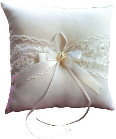 LadyMYP© Ringkissen „Blume“ mit Strass-Solitär: Elfenbein