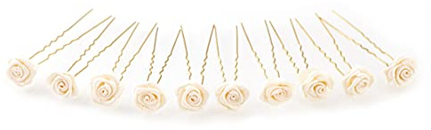 10 x Rosen auf Haarnadel - für tiefe Haarpartien - Brauthaarschmuck | G-T - Beige