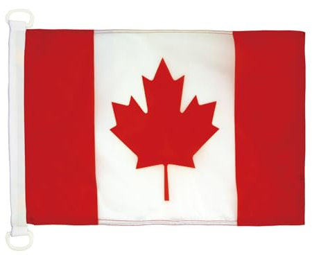 AZ FLAG - Drapeau Canada - 45x30 cm - Pavillon Nautique Canadien Spécial Bateau Et Extérieur En Maille Bloquée Avec Anneaux Plastiques Intégrés - 30g