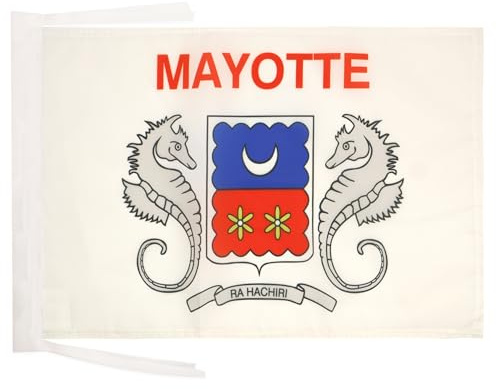 AZ FLAG - Drapeau Mayotte - 45x30 cm - Pavillon Mahorais - France 100% Polyester Avec Deux Cordelettes - 20g