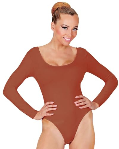 WIDMANN 04335 - Långärmad bodysuit för vuxen kvinna, karneval, dansare, fjärilar, temafester, storlek S/M, hudfärg
