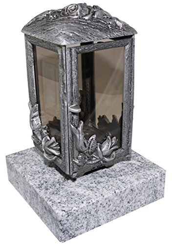 Grablaterne 611 aus Aluminium fertigmontiert auf einem Granitsockel (Viscount White)