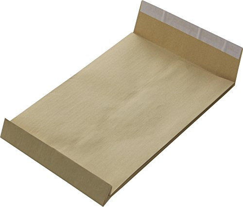 250 St. B4 Faltenversandtaschen Fadenverstärkt Reißfest braun Stehboden und 40 mm Falte 130 gr. Kuvert 250x353x40 mm Haftklebend Briefumschläge HK Briefhüllen