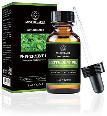 Aceite esencial de menta, 100% puro, orgánico y natural, grado terapéutico Aceite de menta para difusor, relajación, mezclas para el cabello y el cuerpo 120ml (4oz)