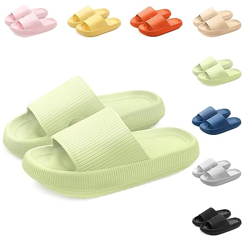Yuccer Zapatillas de Baño Hombre Chanclas de Piscina y Playa Mujer Zapatillas Casa Verano Antideslizantes Sandalias de Ducha Pantuflas Suela Gruesa para Interior Exterior(38/39, Verde, numeric_38)