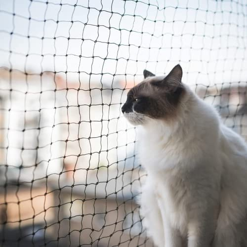 AIYGO Cat Netting Balcony 10 * 33ft Pet Mesh Fence for Balcony Black Nylon Balcony Netting for Pets Anti-Fall Cat Net for Balcony and Windows