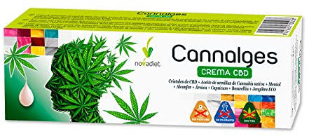 Novadiet - CANNALGES CREMA CBD con Aceite de Semillas de Cannabis, CBD, Mentol, Alcanfor, Capsicun y Jengibre - Alivio Dolor Muscular y Articular - Uso Externo - Fácil Aplicación - 60 ml
