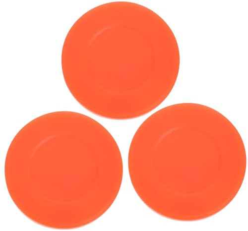 VANZACK 3 Stück Eishockeypucks, Sporthockeypucks, Hockeypucks, Hockeyhärte einstellbar, Eishockey-PVC-Flachballhockey für Wettkampfspieltraining, Sporthockey-Übungspucks (orange)