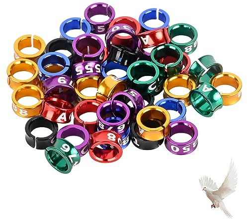STPCTOU Open Bird Leg Rings - Aluminum ID Rings for Pigeons, Parrots, Doves - Mixed Colors, 50 PCS Per Pack