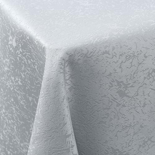 Spotjoy Mantel lavable rectangular 130 x 130 cm poliéster ropa de mesa Jacquard Jardín Mantel ornamentos fácil de limpiar – Gris