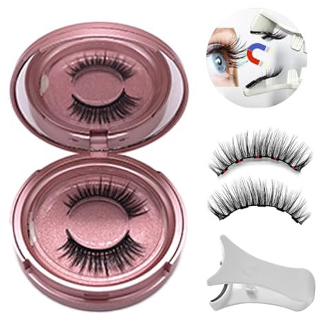 EIYVPRA 1 Paia Set Ciglia Finte Magnetiche 3D Con Pinze Ciglia Finte Con Magneti, Riutilizzabili Impermeabili Eyeliner Kit Ciglia Magnetiche magnetic lashes, Senza Colla o Fodera（L02）