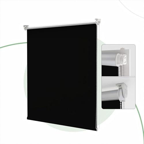 HOMEDEMO Verdunklungsrollo ohne Bohren, Verdunkelungsrollo Klemmfix, Schwarz B45 x H170 cm (Stoffbreite 40cm), Klemmrollo Fensterrollo Sonnenschutz und Sichtschutz, Rollos für Fenster & Tür