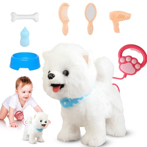 Giocattolo elettronico interattivo per gatti con guinzaglio, peluche gattino animale domestico per bambini, in esecuzione, miagola, coda scodolino e lingua si muove, giocattolo regalo gatto da 3 4 5 6