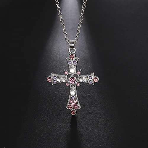 Halsband hänge lila kristallgotiska tvärhänge halsband för kvinnor färg choker amulet goth punk smycken presentera smycken födelsedagspresenter för kvinnor män