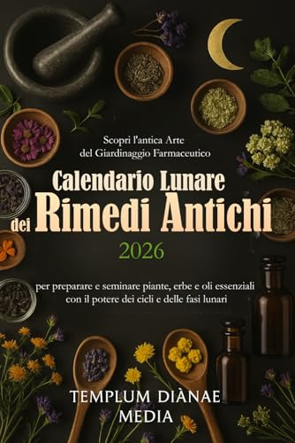 Calendario Lunare dei Rimedi Antichi 2026: Scopri l'antica arte del giardinaggio farmaceutico per preparare e seminare piante, erbe e oli essenziali con il potere dei cicli e delle fasi lunari
