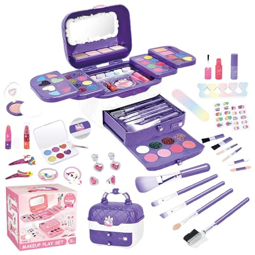 Maquillaje de, Maquillaje de juego para niñas, Lavable para Niñas, Pretend Toys Kit de maquillaje para niños pequeños con espejos, juego de vestir, de Navidad y cumpleaños