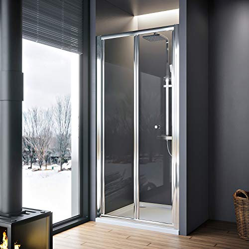ELEGANT 860mm Bi Fold Shower Enclosure Inwards Opening, Space Saving Shower Door