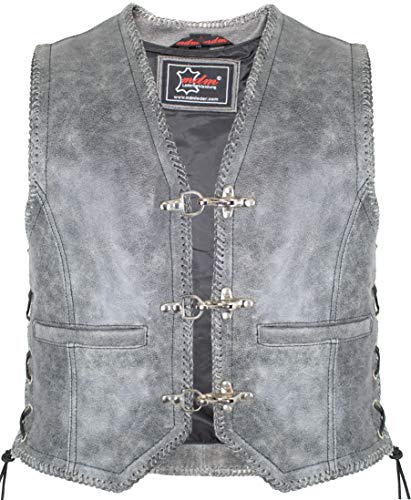 Gilet pelle Biker Grigio grigio L